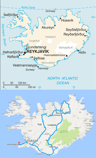 Kaart van IJsland